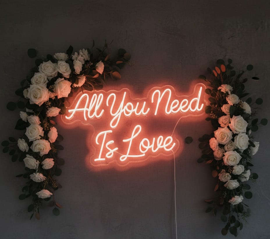 “All You Need Is Love” LED Neon Sign – Wedding & Romantic Wall Decor Neonsignsindia