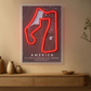 America Racing F1 Circuit LED Neon Wall Art – Minimal Track Map Neon Sign Neonsignsindia