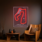 America Racing F1 Circuit LED Neon Wall Art – Minimal Track Map Neon Sign Neonsignsindia