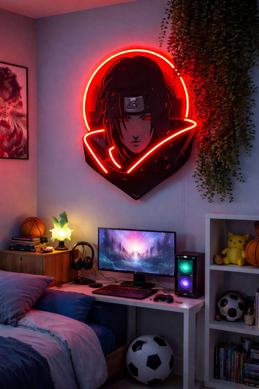 Anime Warrior Neon Wall Art – Red Glow Edition Game room Neonsignsindia