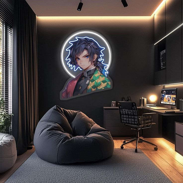 Anime Warrior Neon Wall Light – LED Plexiglass Neon Art for Bedroom & Game Room | Neon Signs India — Image 1