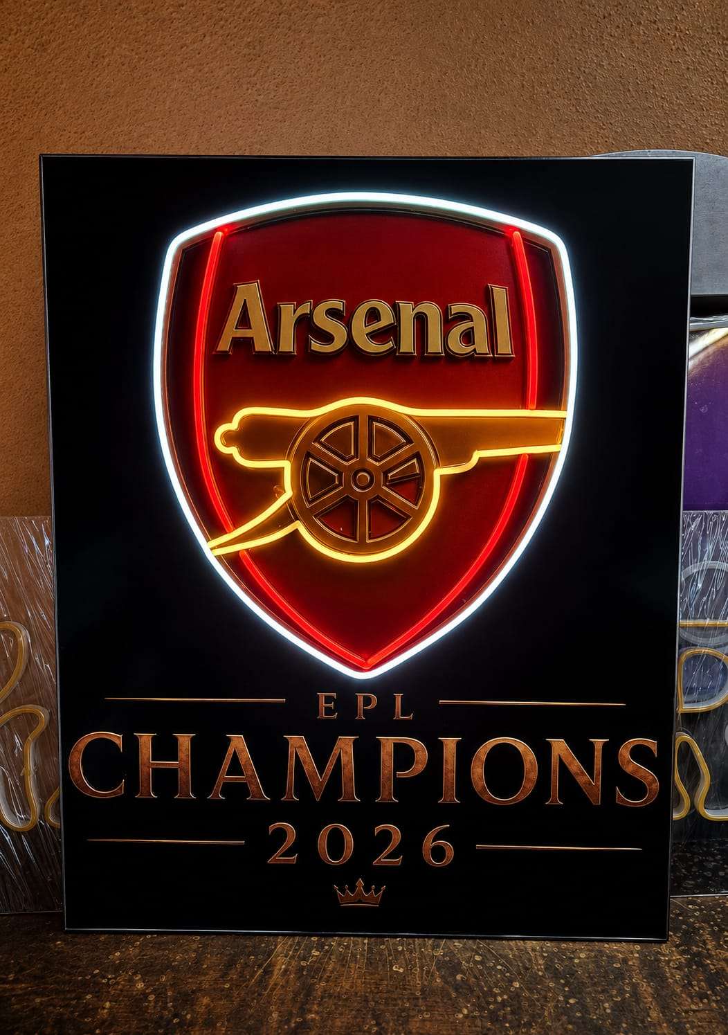 Arsenal EPL Champions 2026 LED Neon Sign - Product View
