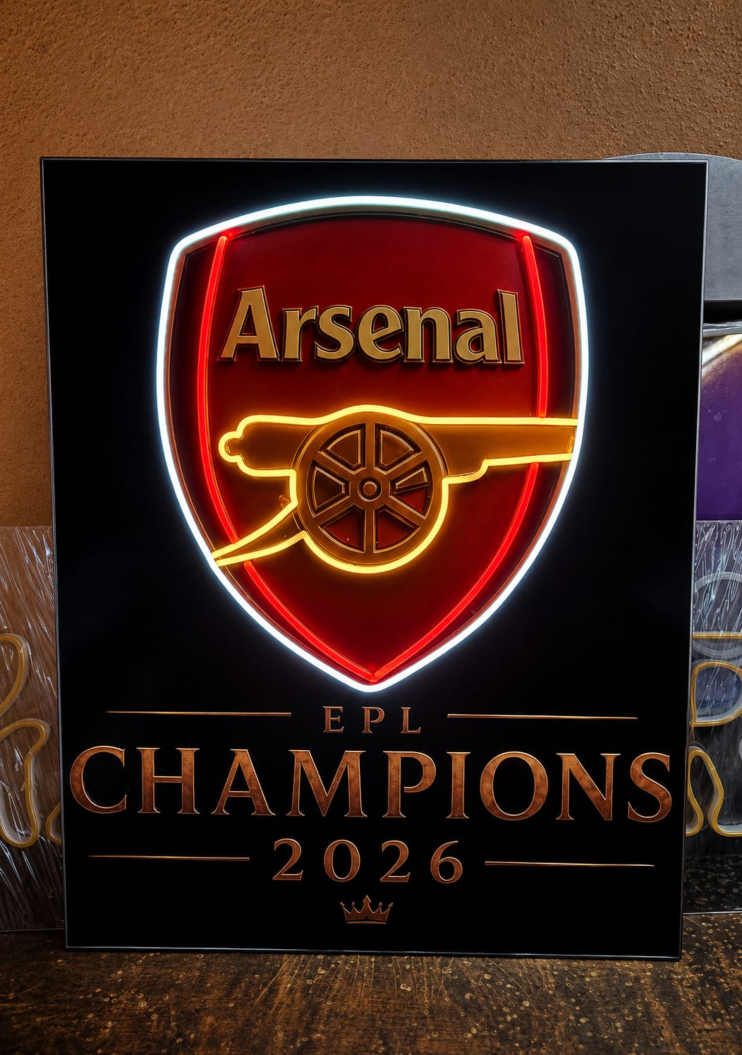 Arsenal EPL Champions 2026 LED Neon Sign - Product View