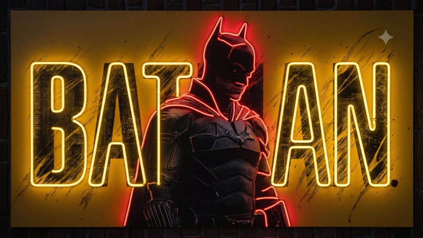 Batman LED Neon Sign – Superhero Wall Art for Gaming Room, Bedroom & Man Cave Neonsignsindia