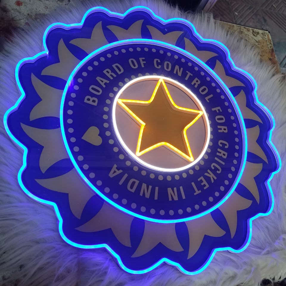 BCCI Logo Neon LED Wall Sign – Board of Control for Cricket in India Neon Light | Neon Signs India — Image 1
