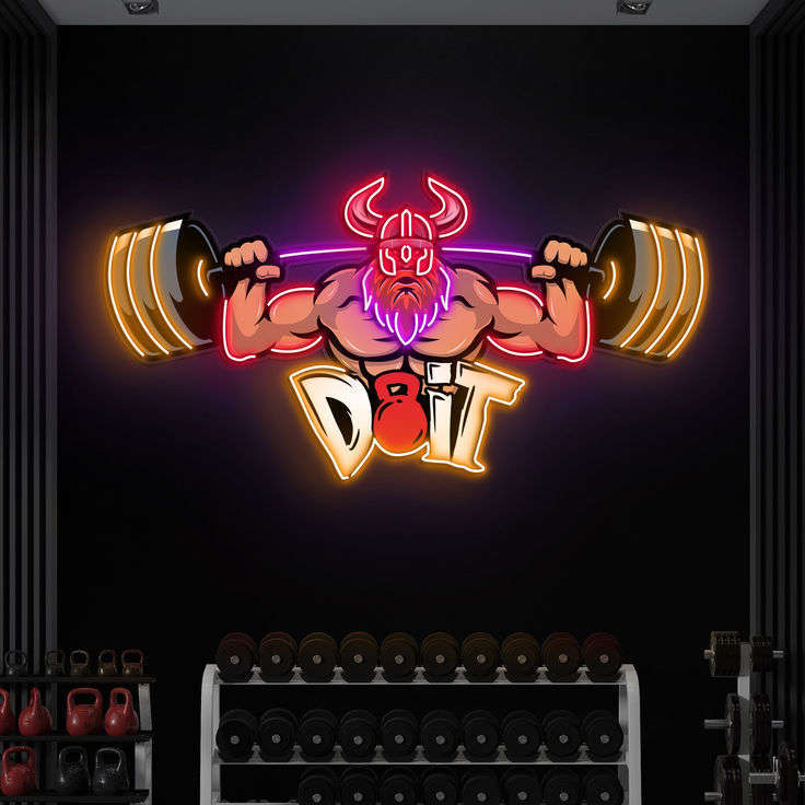Beast mode Viking Power weightlifter LED Neon fitness Gym Sign – Motivational Wall Art Neonsignsindia