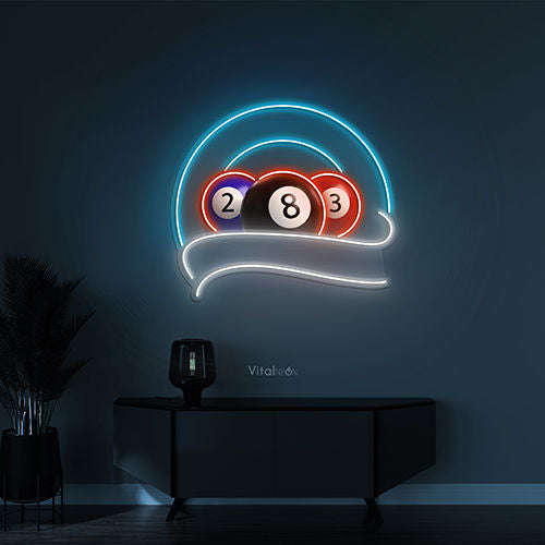 Billiards Pool 3-Ball LED Neon Sign – Game Room Wall Art for Bar & Man Cave - LED Neon Sign