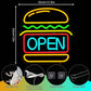 Burger Open Neon (12x13 inches) Neonsignsindia