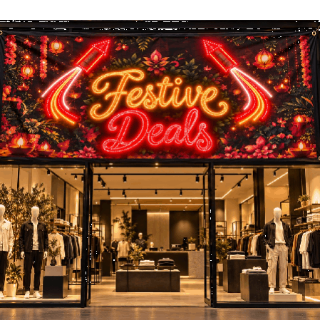 Festive Deals flex LED sign animated glow effect