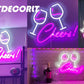 Cheers With Wine Glass Neon Sign Bar (14*17 inches) Neonsignsindia