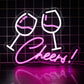 Cheers With Wine Glass Neon Sign Bar (14*17 inches) Neonsignsindia