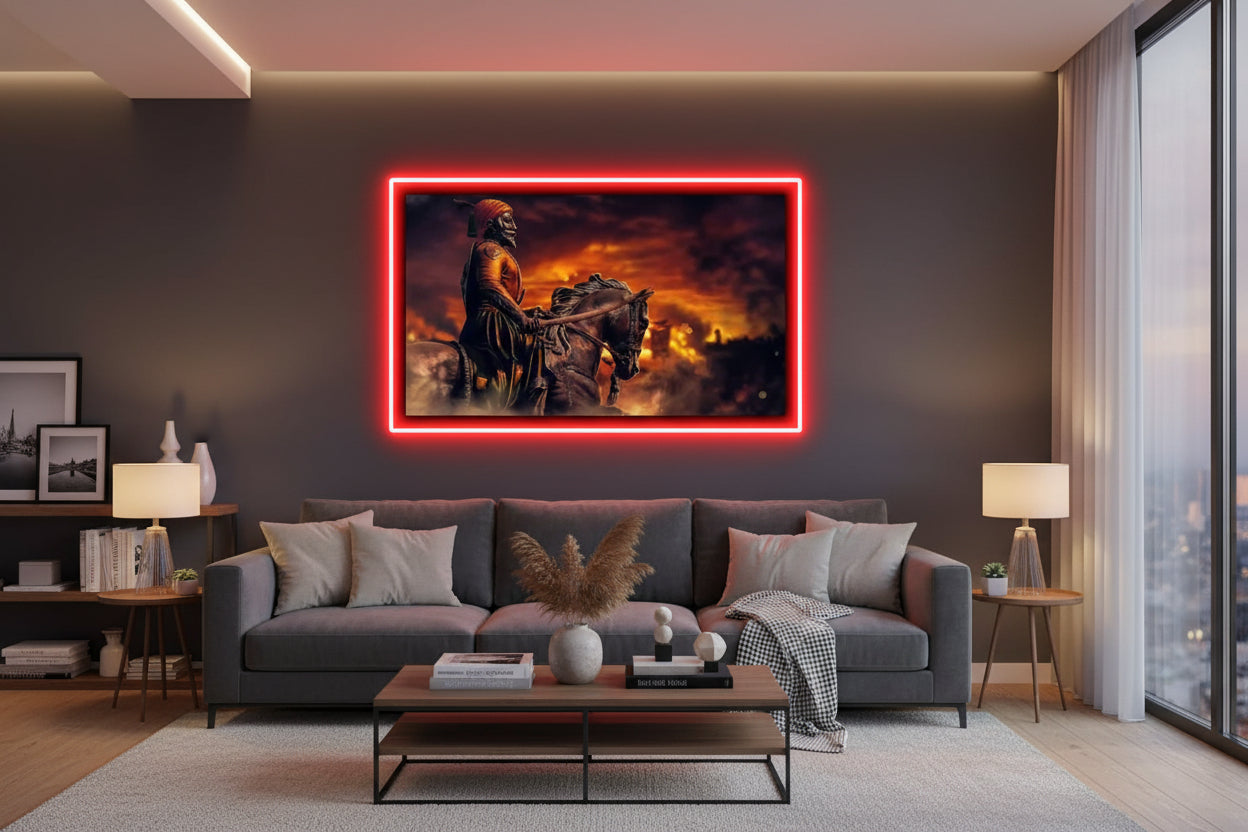 Chhatrapati Shivaji Maharaj LED Neon Wall Art | UV Printed Acrylic Frame Neonsignsindia