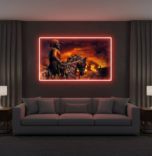 Chhatrapati Shivaji Maharaj LED Neon Wall Art | UV Printed Acrylic Frame Neonsignsindia
