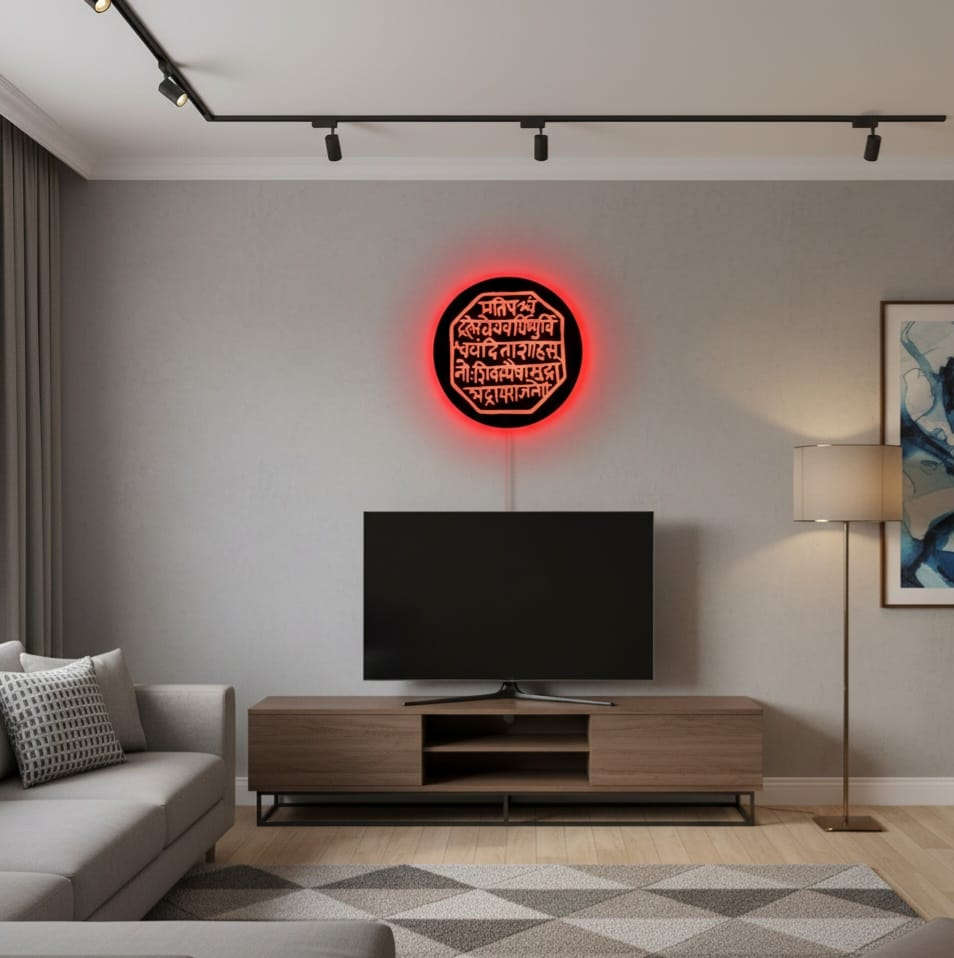 Chhatrapati Shivaji Maharaj Rajmudra Neon Sign | Maratha Seal LED Wall Art Neonsignsindia