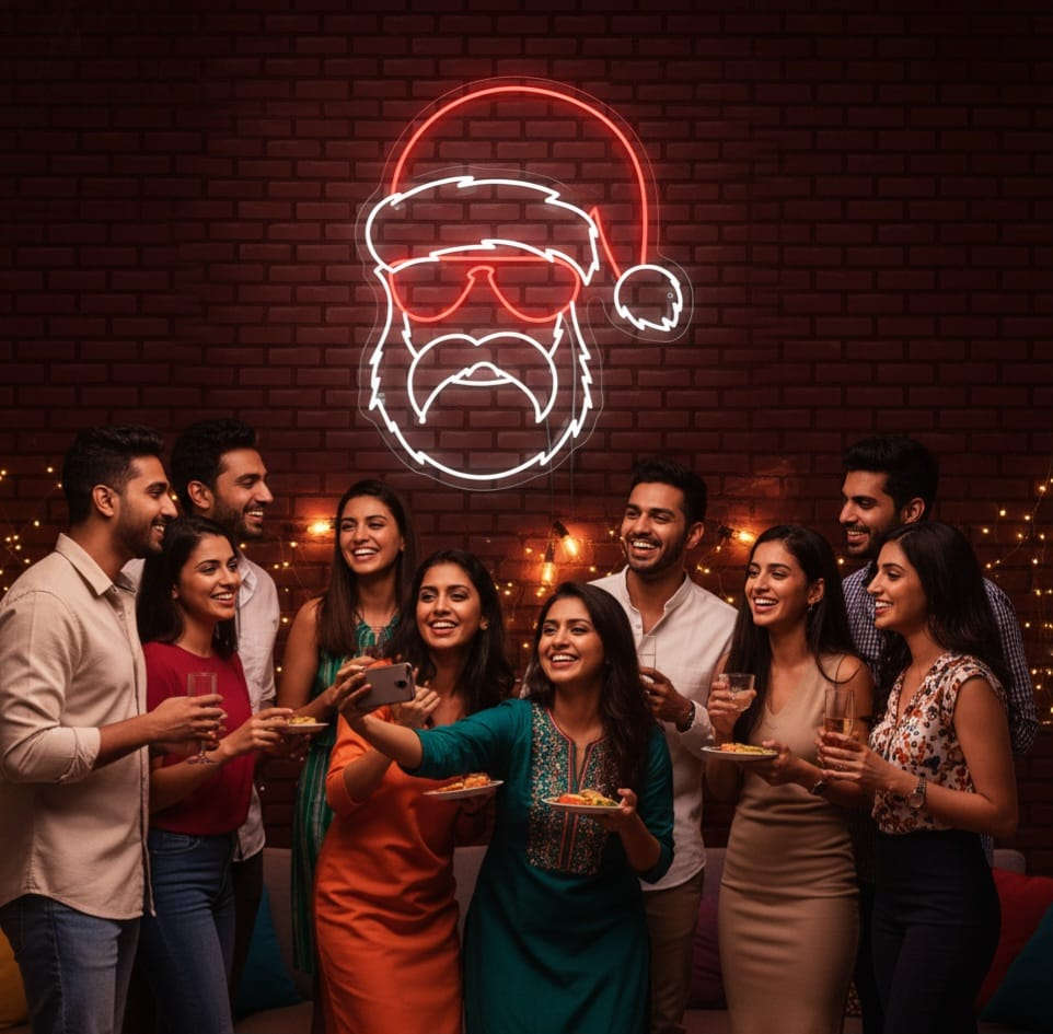 Christmas Hipster Santa Neon Sign decor (18*18 inches) Neonsignsindia