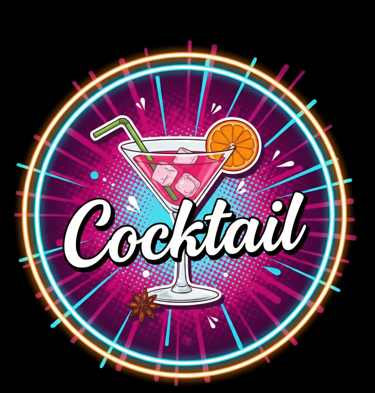 Cocktail UV print neon signs 18x18 inches Neonsignsindia