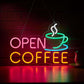 Coffee Open Neon Sign for Wall Décor Dimmable Business Shop with 12v Adapter Neonsignsindia
