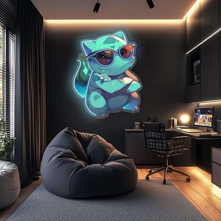 Cool Dino Anime Neon Wall Art – LED Neon Sign for Bedroom & Game Room | Neon Signs India — Image 1