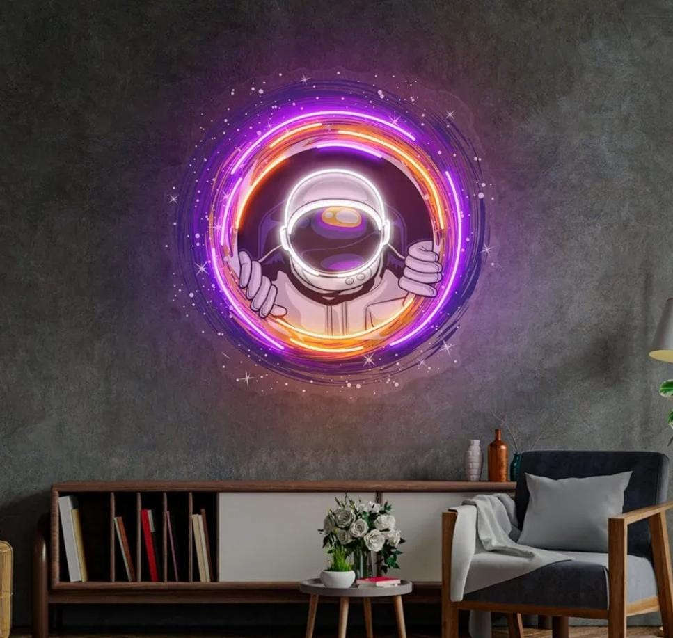 🚀 Cosmic Portal Astronaut Neon Sign (18x18 inches) Neonsignsindia