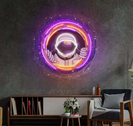 🚀 Cosmic Portal Astronaut Neon Sign (18x18 inches) Neonsignsindia