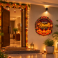Custom Name Diwali Diya Neon with Glowing Motion Flames – at a home entrance