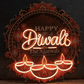 Custom Name Diwali Diya Neon with Glowing Motion Flames – flickering flames