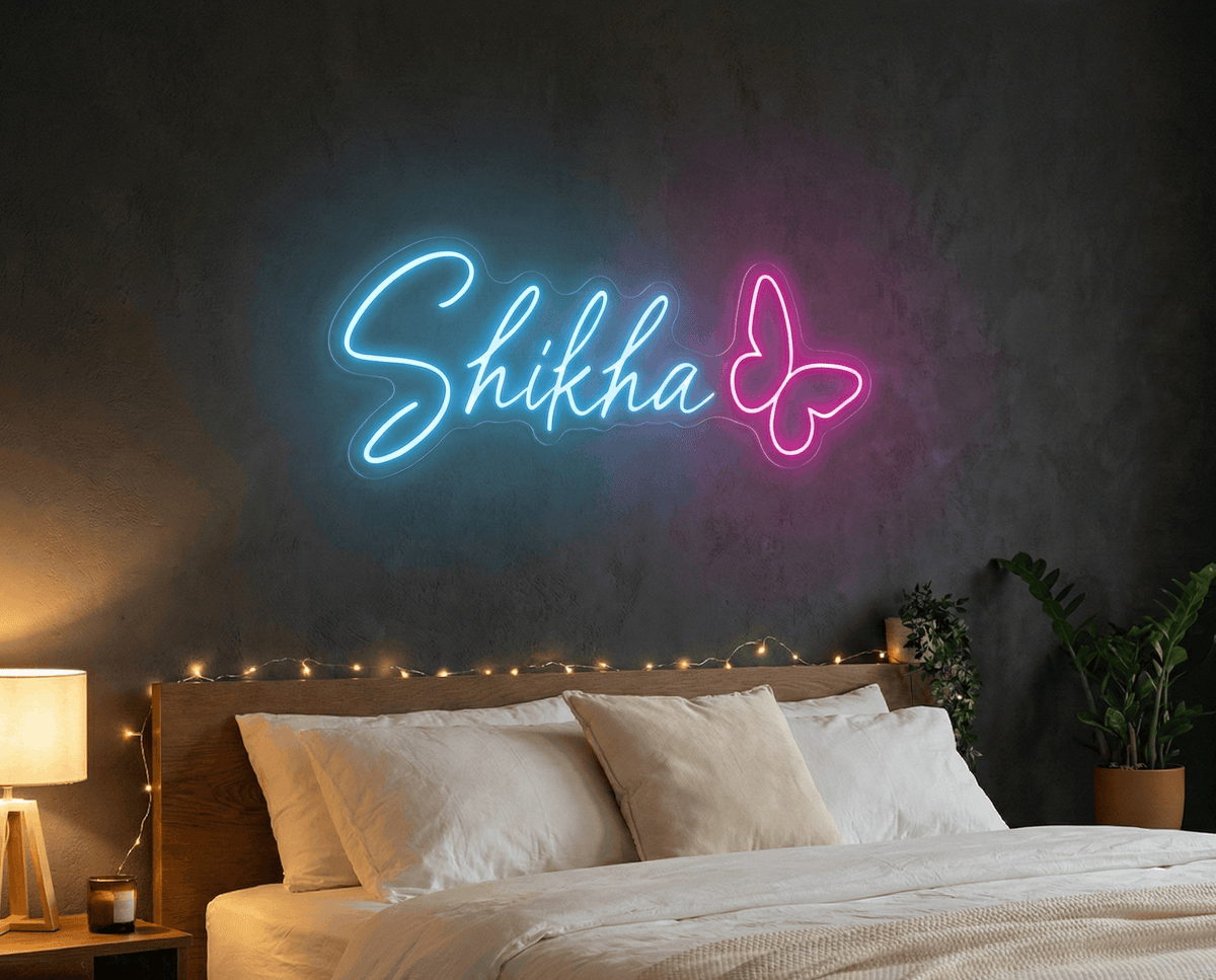 Custom Name with Butterfly Neonsignsindia