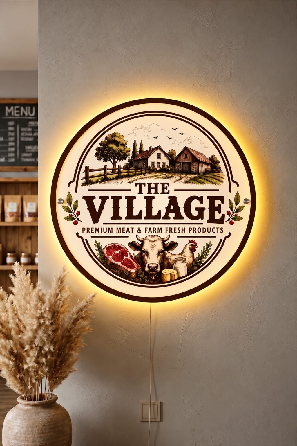 Custom Round LED Acrylic Sign – illuminated logo sign