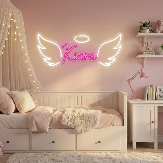 Custom Wings Name Neon Sign Neonsignsindia
