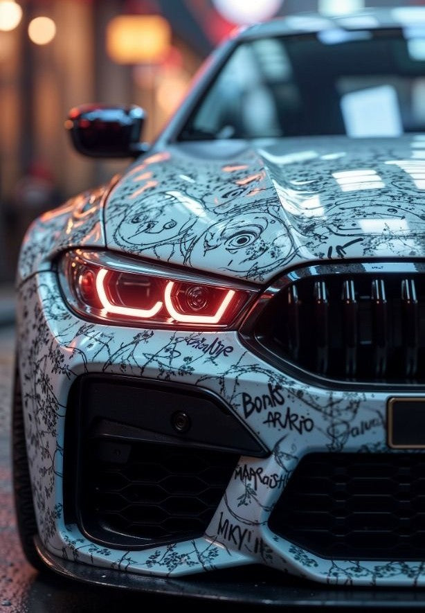 Graffiti BMW Red Neon Headlight – 6mm Neon Flex Wall Art