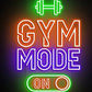 “Fitness Neon Sign ‘Gym Mode On’ – Modern LED Wall Art”