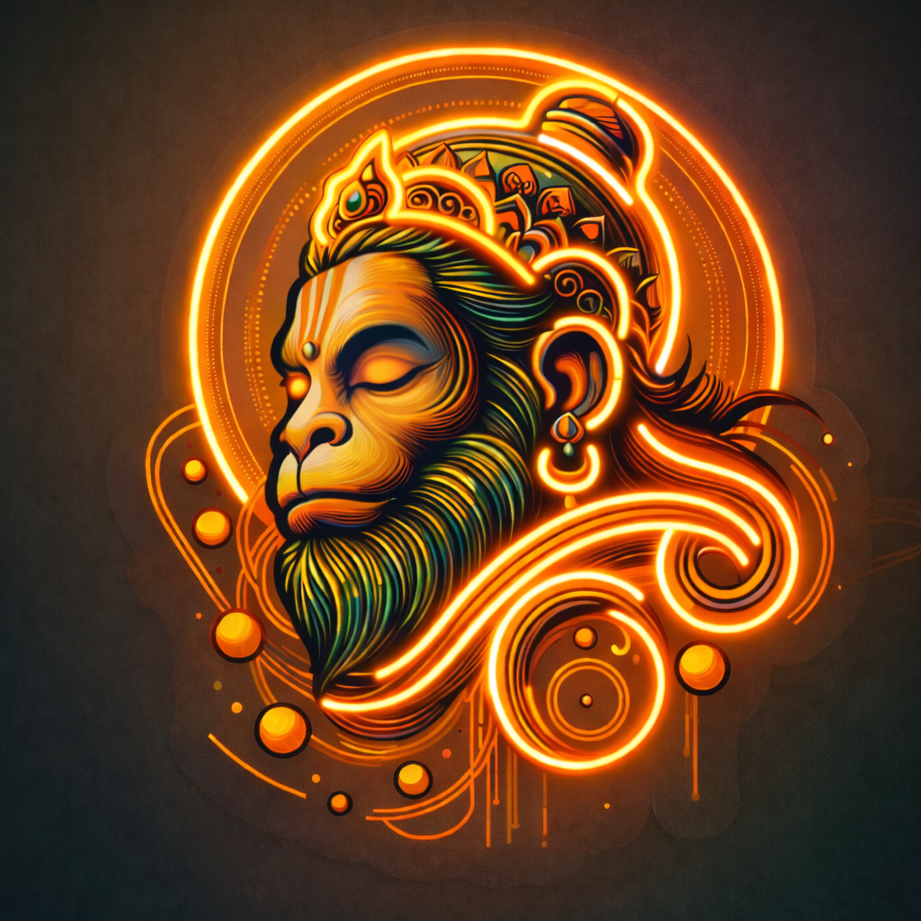 Divine Hanuman Neon Art – Radiant Orange Spiritual Wall Decor Neonsignsindia