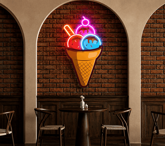 Double Scoop Ice Cream Neon Sign Neonsignsindia