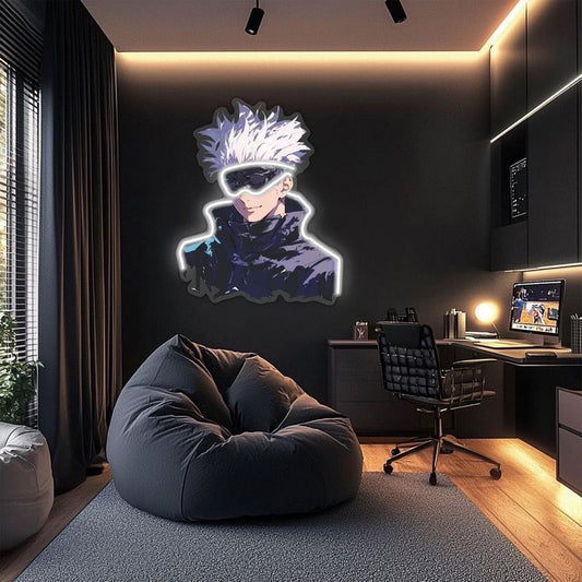 Mystic Anime Warrior Neon Wall Art – LED Glow Poster
