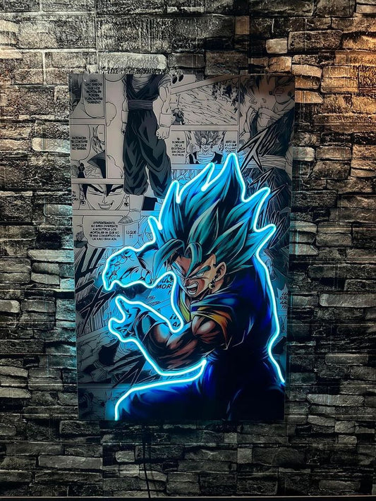 Vegito Blue Power Neon Wall Art – Anime LED Statement Light Game Room