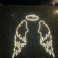 Angel Wings Neon Wall Art with Halo – LED Photo Wall Décor