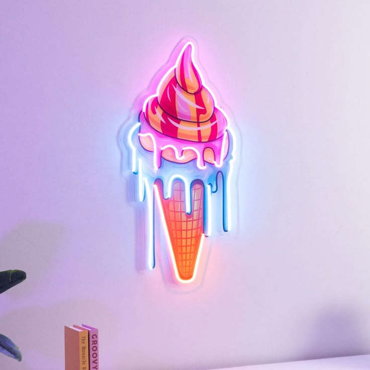 Dripping Ice Cream Neon Sign – Candy Glow Wall Light | Neon Signs India — Image 2