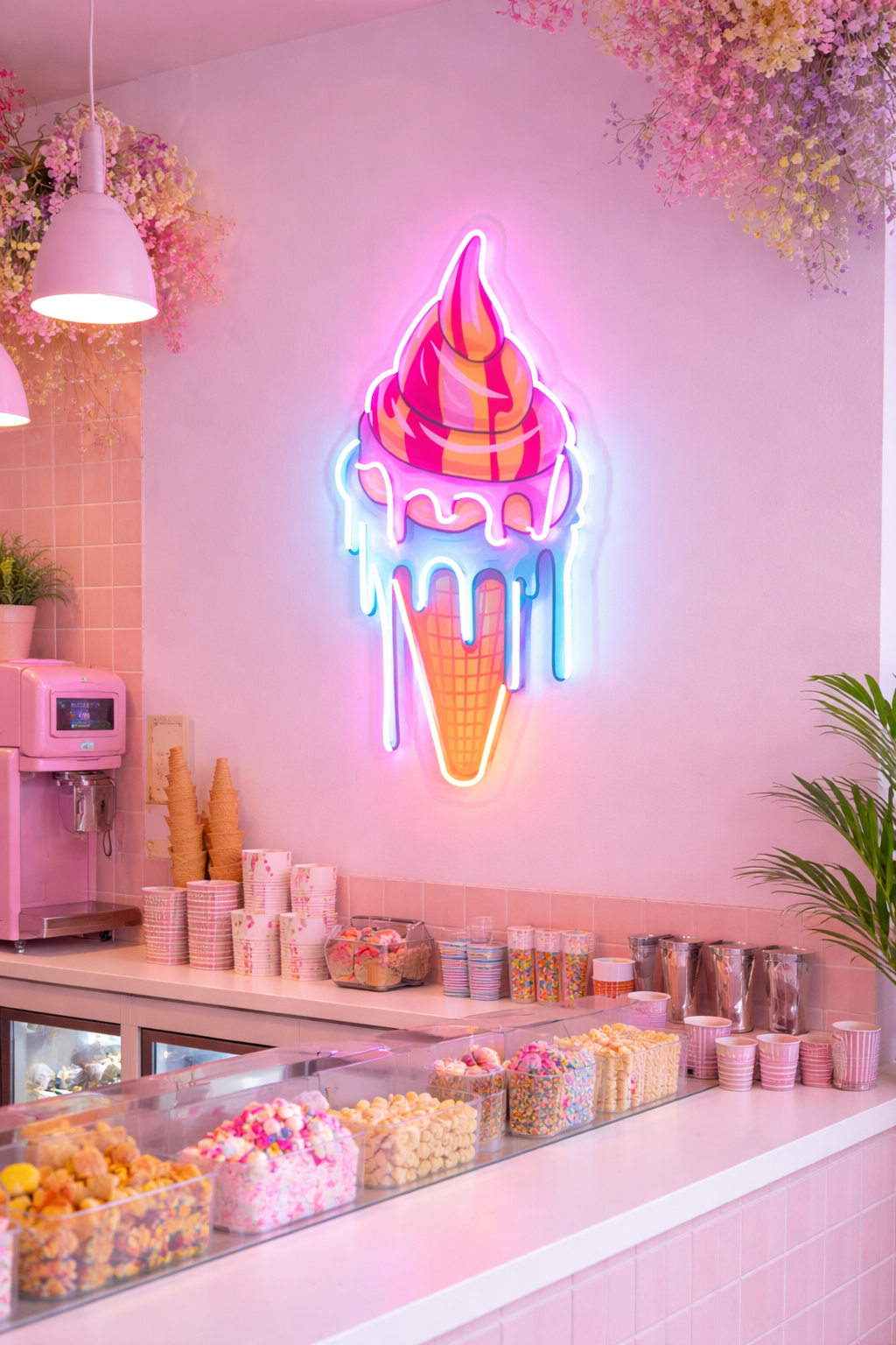 Dripping Ice Cream Neon Sign – Candy Glow Wall Light | Neon Signs India — Image 1