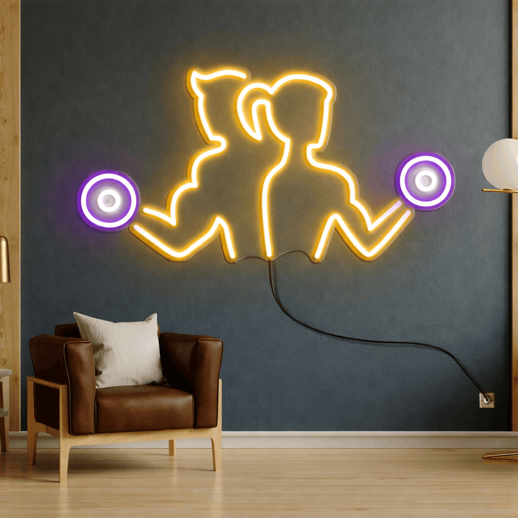 DUO Workout Neon LED Sign – Fitness Wall Art for Gym & Home Decor - LED Neon Sign