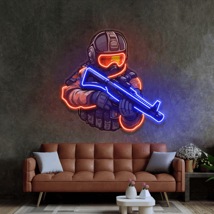 Elite Soldier Neon Sign – FPS Gamer LED Wall Light Game Room | Neon Signs India — Image 2