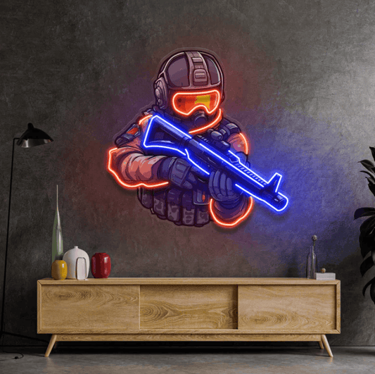 Elite Soldier Neon Sign – FPS Gamer LED Wall Light Game Room | Neon Signs India — Image 1