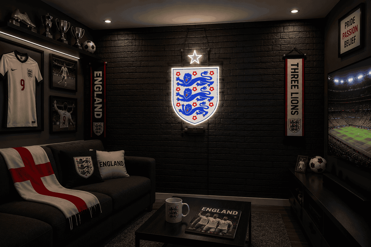England Football Crest Neon Sign LED Wall Light - Neonsignsindia