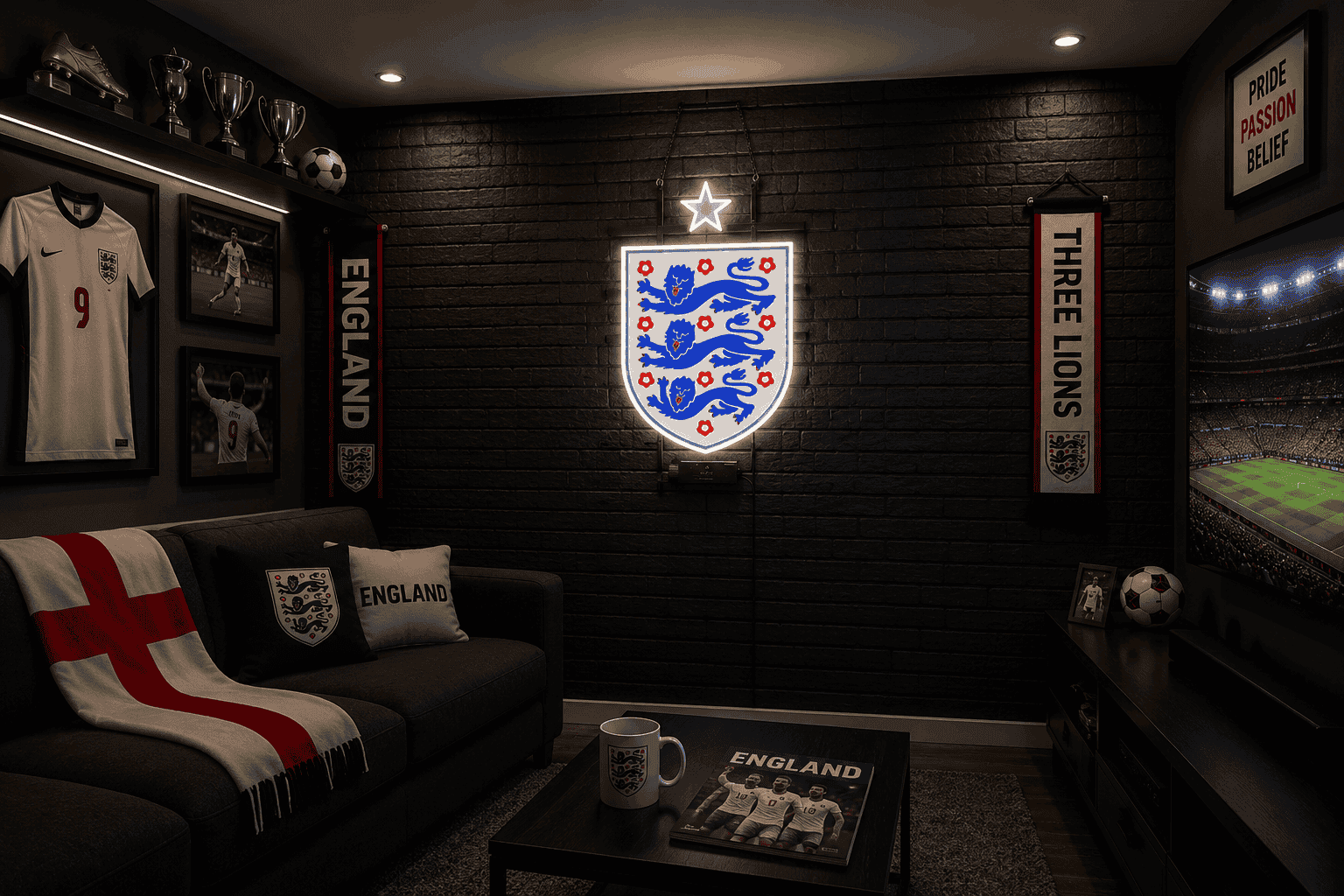 England Football Crest Neon Sign LED Wall Light - Neonsignsindia