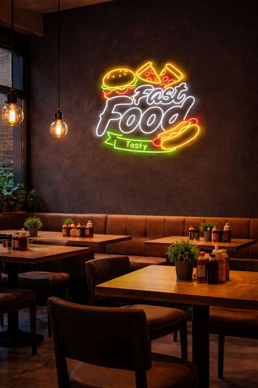 Fast Food Neon Wall Sign – Tasty Glow Edition Neonsignsindia