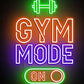 “Fitness Neon Sign ‘Gym Mode On’ – Modern LED Wall Art” Neonsignsindia