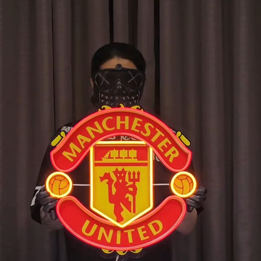 Football Logo Neon Manchester United FC UV print neon sign (18*18 inches). Neonsignsindia