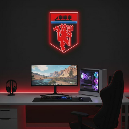 Football Logo Neon Manchester United FC UV print neon sign (24*15 inches). Neonsignsindia