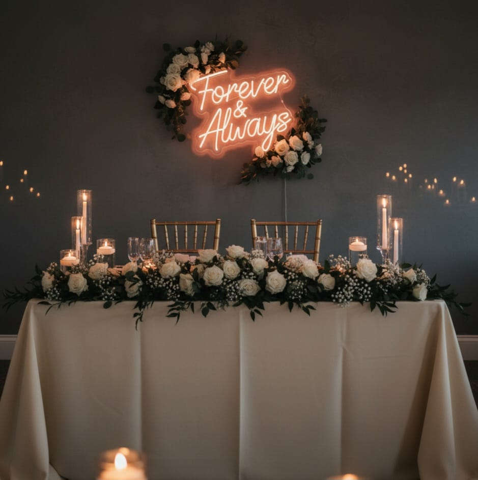 “Forever and Always” LED Neon Sign – Elegant Wedding & Couple Decor Neonsignsindia