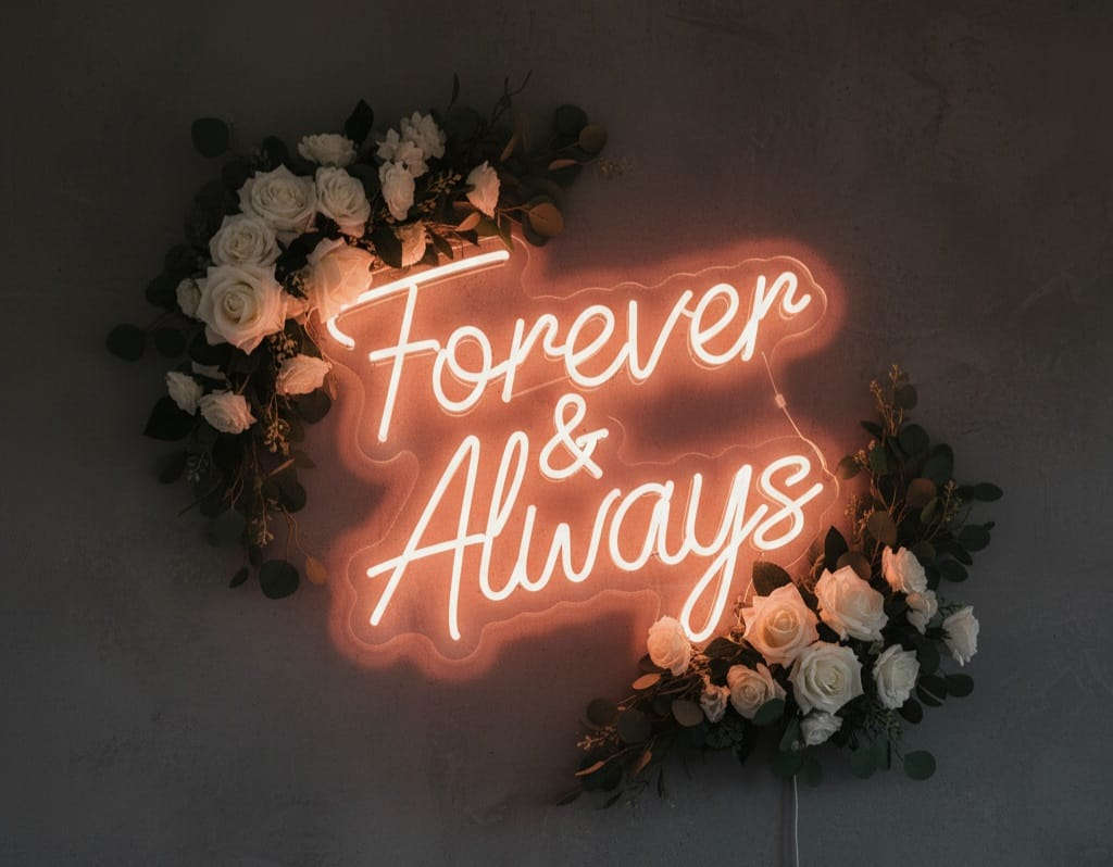 “Forever and Always” LED Neon Sign – Elegant Wedding & Couple Decor Neonsignsindia