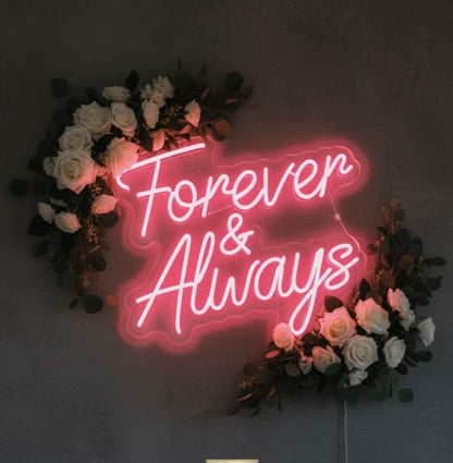 “Forever and Always” LED Neon Sign – Elegant Wedding & Couple Decor Neonsignsindia